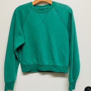 Green crew neck sweatshirt top shirt cozy winter top trending